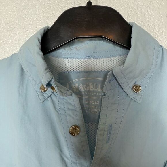 Boys Magellan Outdoors Blue Casual Button Down Shirt Short Sleeve Size 10/12 - Picture 2 of 5